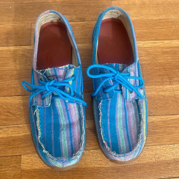 Twisted X #WDM0048 Boat Driving Moc Blue Textile Denim Shoes Women’s Size 11 - Picture 3 of 12